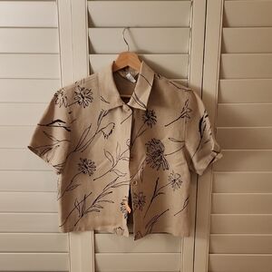Studio by JPR Floral Beige Linen Blouse